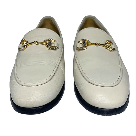 Gucci Jordaan Horsebit Loafers EU 36 US 6 White Leather Flat Slip On Shoes - Picture 3 of 16